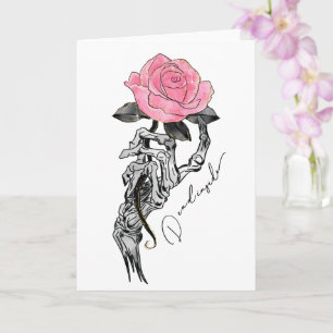 Carte Rose de squelette morte à l'intérieur