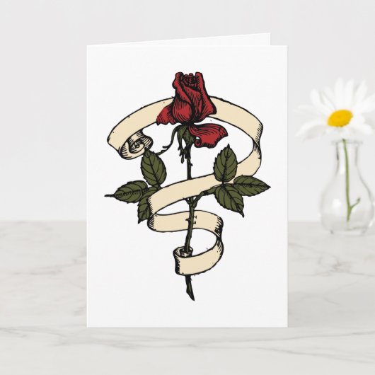 Carte Rose de style tatouage (Petite plante)