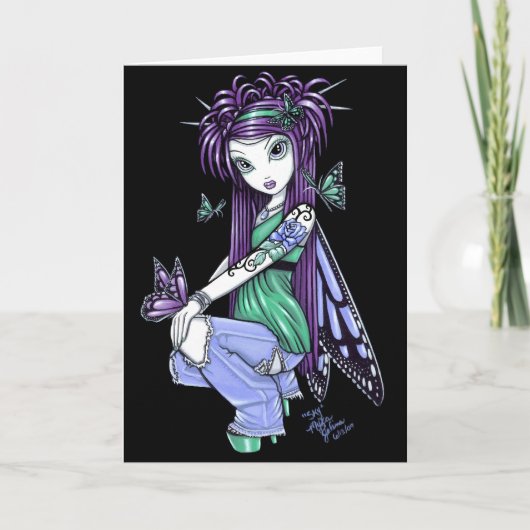 Carte Rose de tatouage à papillon "Sky" (Devant)