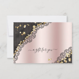 Carte Rose dentelle Gold Parties scintillant métallique 