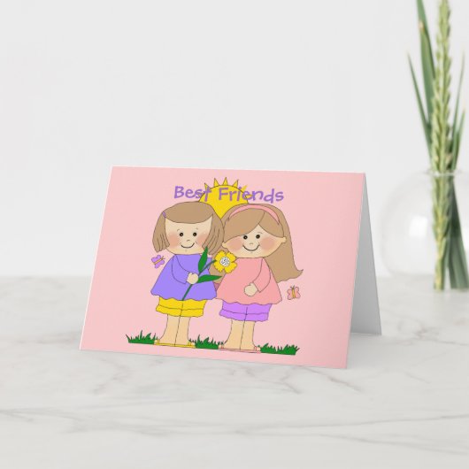 Carte Rose des filles 2 des meilleurs amis de l'enfant (Devant)