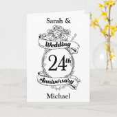 Carte Rose des fleurs du 24e anniversaire de l'Mariage (Fleur jaune)