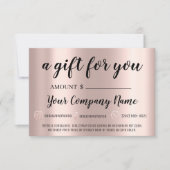 Carte Rose d'extension Lash Brows de certificat cadeau (Devant)