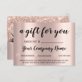 Carte Rose d'extension Lash Brows de certificat cadeau (Devant / Derrière)