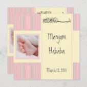 Carte rose d'invitation de naissance de l'Islam (Devant / Derrière)