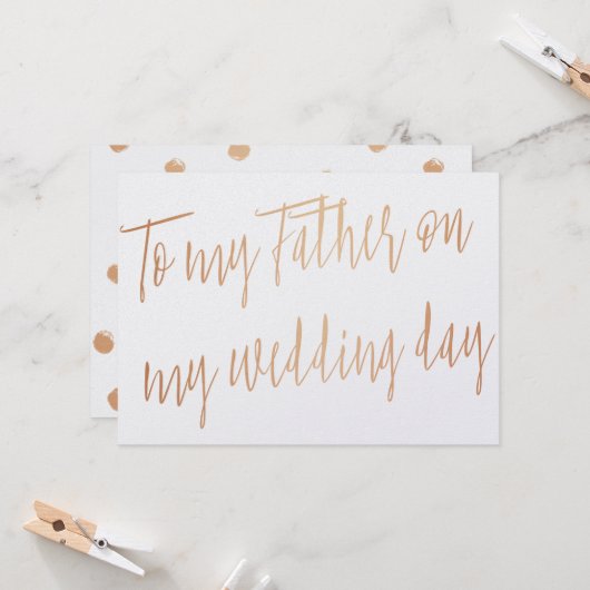 Carte Rose d'or "À mon beau-père le jour de mon mariage" (Devant/Arrière en situation)