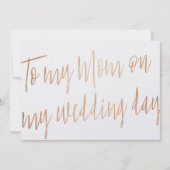 Carte Rose d'or moderne "À ma mère le jour de mon mariag (Devant)