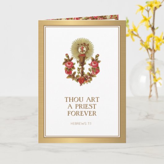 Carte Rose d'Ordination du prêtre catholique (Fleur jaune)