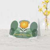 Carte Rose Dorée Joyeux Anniversaire (Fleur jaune)