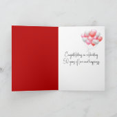 Carte rose du 50e anniversaire à la fourrure (Intérieur)