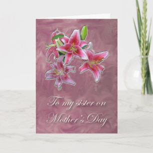 Carte rose du jour de mère de soeur de Lillies