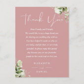 Carte Rose Dusty Greenery Merci Mariage Place (Devant)