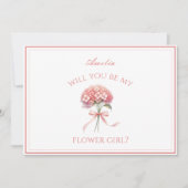 Carte Rose Dusty Personnalisé Hydrangea Fleur de Bow (Devant)