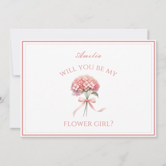 Carte Rose Dusty Personnalisé Hydrangea Fleur de Bow (Devant)