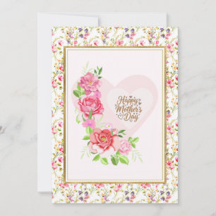 Carte Rose Élégante Cœur Bonne Fête des Mères