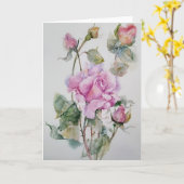 Carte Rose en aquarelles (Fleur jaune)