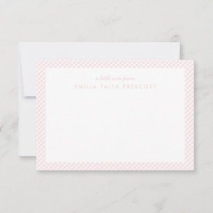 Carte Rose en vichy papier à lettres personnalisé pour e