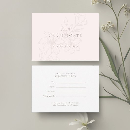 Carte Rose et blanc | Boho minimal Floral moderne
