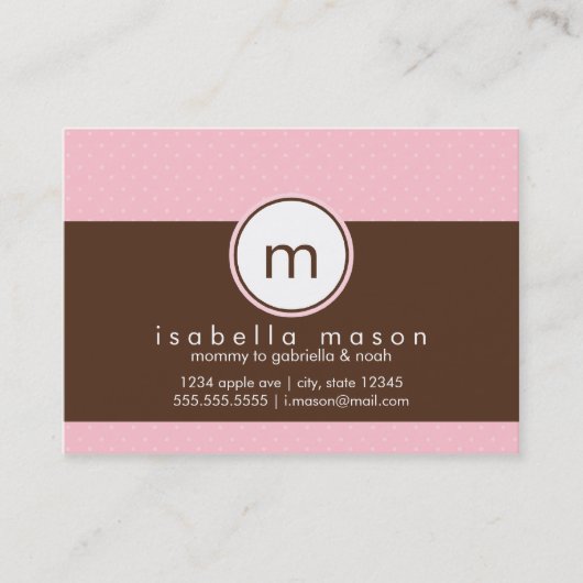 Carte rose et Brown de maman de à petits pois (Devant)