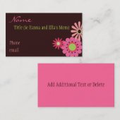 Carte rose et Brown de maman de fleurs (Devant / Derrière)