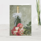 Carte Rose et Champagne Anniversaire (Devant)