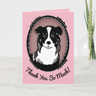 Carte rose et noire de border collie de Merci