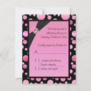 Carte rose et noire du point de polka RSVP