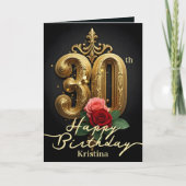 Carte Rose et or Baroque fleurit 30e anniversaire (Devant)