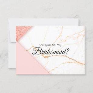 Carte Rose et Or Moderne Veux-Tu Être Ma Demoiselle d'Ho