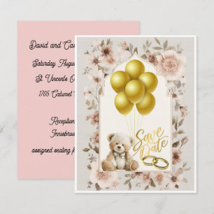 Carte Rose et Or pour Sauvegarder la Date