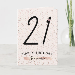 Carte Rose et or Rose 21 Anniversaire