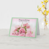 Carte rose et verte de félicitations de mariage (Fleur jaune)