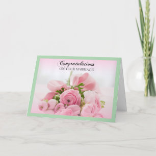Carte rose et verte de félicitations de mariage