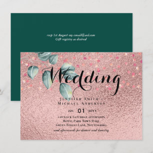 Carte Rose Eucalyptus Feuille Foil Look MARIAGE