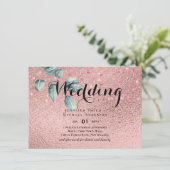 Carte Rose Eucalyptus Feuille Foil Look MARIAGE (Debout devant)