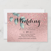 Carte Rose Eucalyptus Feuille Foil Look MARIAGE (Devant)