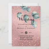Carte Rose Eucalyptus Feuille Foil Look MARIAGE (Devant)