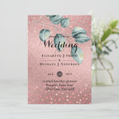 Carte Rose Eucalyptus Feuille Foil Look MARIAGE (Debout devant)