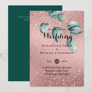 Carte Rose Eucalyptus Feuille Foil Look MARIAGE