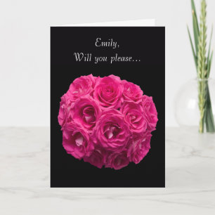 Carte rose faite sur commande de demoiselle de