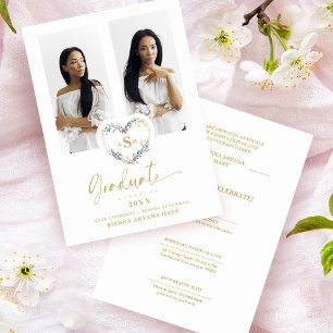 Carte Rose Fancy Graduate Romantique Floral Heart 2 Phot