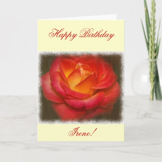 Carte Rose flamboyant sur Parchemin Anniversaire (Devant)