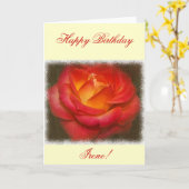 Carte Rose flamboyant sur Parchemin Anniversaire (Fleur jaune)