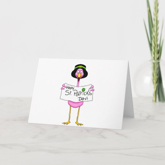 Carte rose flamingo heureux st. patricks jour (Devant)