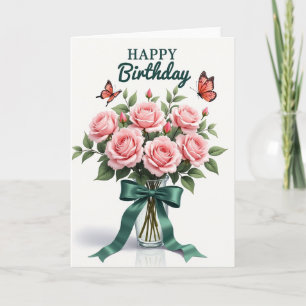 Carte Rose Fleurie Anniversaire Doux
