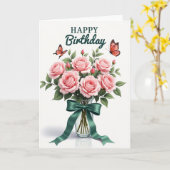 Carte Rose Fleurie Anniversaire Doux (Fleur jaune)