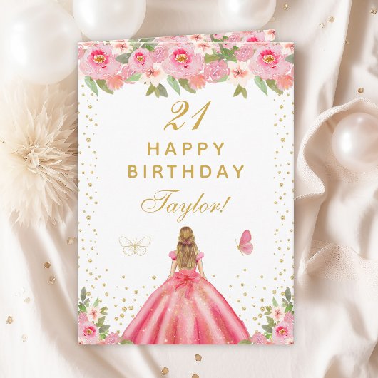 Carte Rose Floral Blonde Coiffeuse Fille Joyeux Annivers