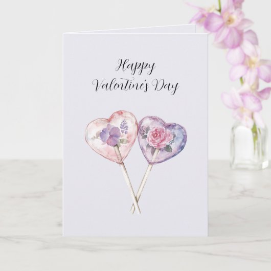 Carte Rose Floral Cœur Saint-Valentin Rose Lavande (Orchidée)