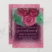 Carte Rose Floral QR Code Bourgogne Gold Marsala (Devant / Derrière)