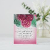 Carte Rose Floral QR Code Bourgogne gris rose (Debout devant)